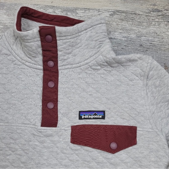 Patagonia Quilted Pullover Gray Maroon - Picture 2 of 8